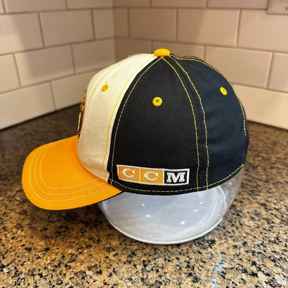 Sarnia Sting CCM‎ Pro Ice Hat Strapback Cap OHL Hockey Yellow Black White